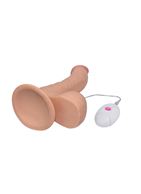 Телесный вибратор Ultra Soft Dude 8.8 с пультом управления (20 см)