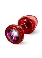 Красная пробка с малиновым кристаллом ANNI round Red T1 Fuschia - 6 см.