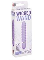 Фиолетовый ребристый мини-вибратор NEON WICKED WAND (11,4 см)