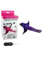 Фиолетовый страпон с вибрацией 10 Model Vibrations Harness-G spot Dong (18,7 см)