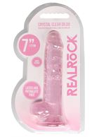 Розовый фаллоимитатор Realrock Crystal Clear 7" (19 см)