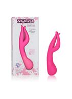 Розовый вибромассажер Impress™ Dual Kiss со стимуляцией клитора - 15 см.