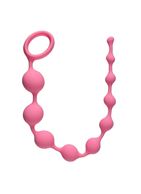 Розовая анальная цепочка Long Pleasure Chain - 35 см.