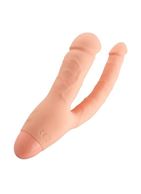 Телесный двойной вибратор INDULGENCE Rechargeable Insatiable Desire (21 см)