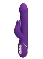Фиолетовый вибратор-ротатор со стимулятором клитора в виде зайчика Rabbit Esquire - 22 см.