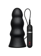 Анальная вибропробка Kink Vibrating Silicone Butt Plug Rippled 7.5 - 19 см.