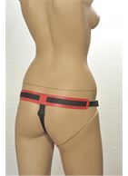 Красно-черные трусики с плугом Kanikule Strap-on Harness Anatomic Thong