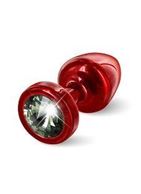 Красная анальная пробка с чёрным кристаллом ANNI round Red T1 Black Diamond - 6 см.