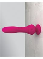 Розовый вибромассажер Wall Banger Deluxe со сменной присоской (19 см)