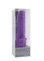 Фиолетовый вибратор с лепестками в основании PURRFECT SILICONE CLASSIC 7" (18 см)