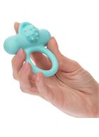 Аквамариновое эрекционное виброкольцо Silicone Rechargeable Nubby Lover’s Delight