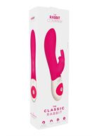 Розовый вибратор с клиторальным зайчиком The Classic Rabbit - 22 см.