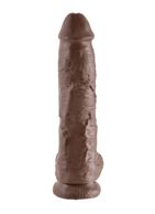 Большой коричневый фаллоимитатор с мошонкой 10" Cock with Balls на присоске (25,4 см)