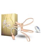 Женский страпон DOUBLE VIBRATING STRAP-ON с вагинальной пробкой - 17 см.