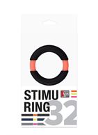 Чёрное эрекционное кольцо NEON STIMU RING 32MM BLACK/ORANGE