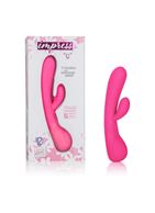 Розовый вибромассажер Impress “g” со стимуляцией клитора - 18 см.