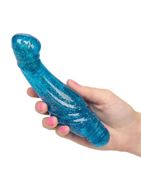 Голубой вибратор G Glitz с блёстками (17,5 см)
