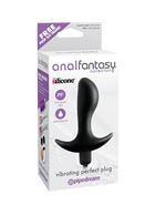 Чёрная анальная вибропробка Vibrating Perfect Plug с широким основанием (12,5 см)