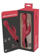 Красный вибратор Rabbit Vibrator с клиторальным отростком (26,5 см)