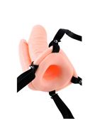 Двойной страпон с вибрацией Double Penetrator Vibrating Hollow Strap-On - 18 см.