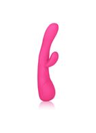 Розовый вибромассажер Impress Tongue со стимуляцией клитора - 18 см.