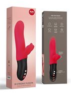 Красный пульсатор с клиторальным лепестком Bi Stronic Fusion (21,5 см)