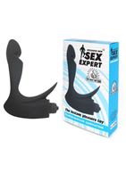 Черный силиконовый массажер простаты Sex Expert с отростком
