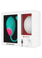 Зеленое виброяйцо с белым пультом-часами Wearwatch Egg Wireless Watchme