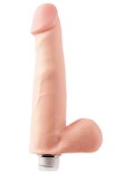 Фаллоимитатор-реалистик с мошонкой телесного цвета Vibrating Dong - 21,5 см.