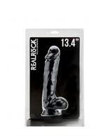 Чёрный фаллоимитатор Realistic Cock 13,4 With Scrotum - 34 см.