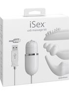 Белый вибромассажер на проводе USB MASSAGE KIT с набором насадок