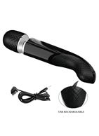 Черный мощный жезловый вибратор с изогнутой ручкой Charming Massager (24 см)