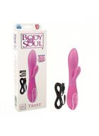 Розовый вибратор с клиторальным отростком Body & Soul Tryst