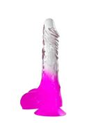 Фиолетовый фаллоимитатор JELLY JOY - FADE OUT с прозрачным стволом и присоской (17,8 см)