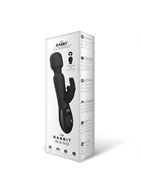 Чёрный жезловый вибратор с клиторальным отростком Wand Rabbit