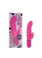 Розовый вибромассажер LIA DUAL LOVER 1 с клиторальным зайкой - 21 см.