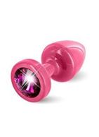 Розовая пробка с малиновым кристаллом ANNI round Pink T1 Fuschia - 6 см.