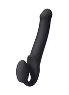 Черный безремневой страпон Silicone Bendable Strap-On L