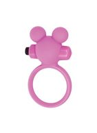 Розовое эрекционное виброкольцо TEDDY COCKRING SILICONE 