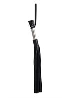 Чёрная кожаная плеть с 24 хвостами и металлической ручкой (53 см)