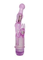 Фиолетовый вибростимулятор Crystal Naughty Rabbit (20 см)