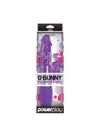 Фиолетовый вибратор с вращением бусин и клиторальным зайчиком Power Play O-Bunny - 21,5 см.