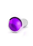 Серебристая фигурная анальная пробка R10 RICH Gold/Purple с фиолетовым кристаллом - 14,5 см.