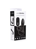Черный вибростимулятор простаты Silicone Prostate Vibrator and Strap with Remote Control - 14,35 см.