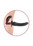 Черный страпон с вагинальной пробкой Deluxe Vibrating Penetrix Strap-On (19 см)