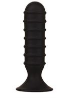 Чёрный силиконовый анальный массажер MENZSTUFF - RIBBED TORPEDO DONG (13 см)