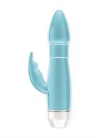 Бирюзовый вибратор Loraine со стимулятором клитора - 16,2 см.