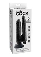 Двойной чёрный вибратор со съемной присоской Double Vibrating Double Penetrator - 23,5 см.