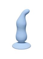 Голубая анальная пробка Waved Anal Plug Blue - 11 см.