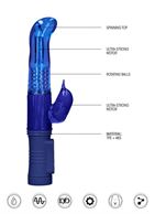 Синий вибратор-кролик Rotating Dolphin (23 см)